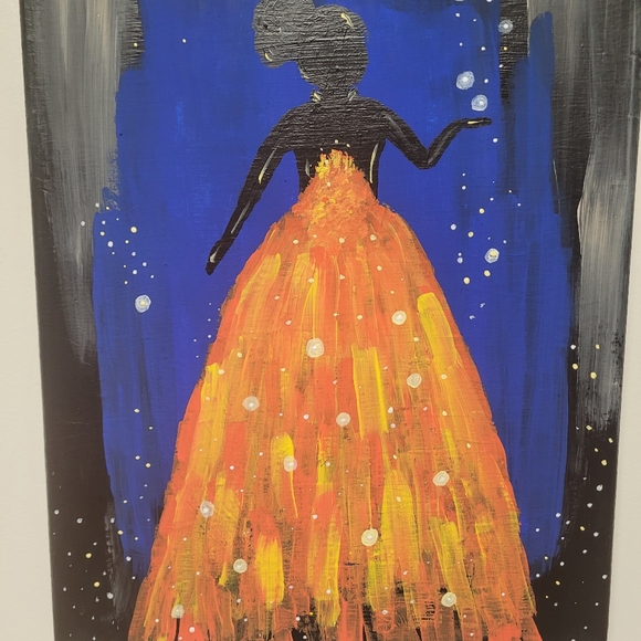Handpainted Fire Princess acrylic painting - Picture 2 of 3